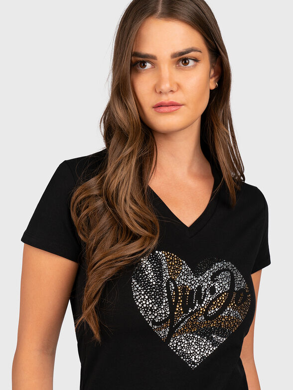 Black t-shirt with contrast print  - 4