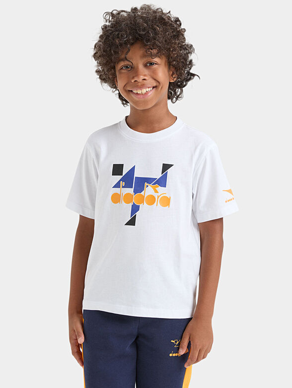 Cotton blue T-shirt with print  - 2