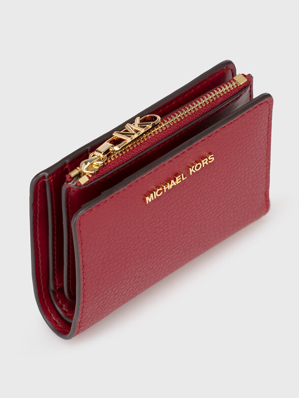 Beige leather wallet with logo - 3