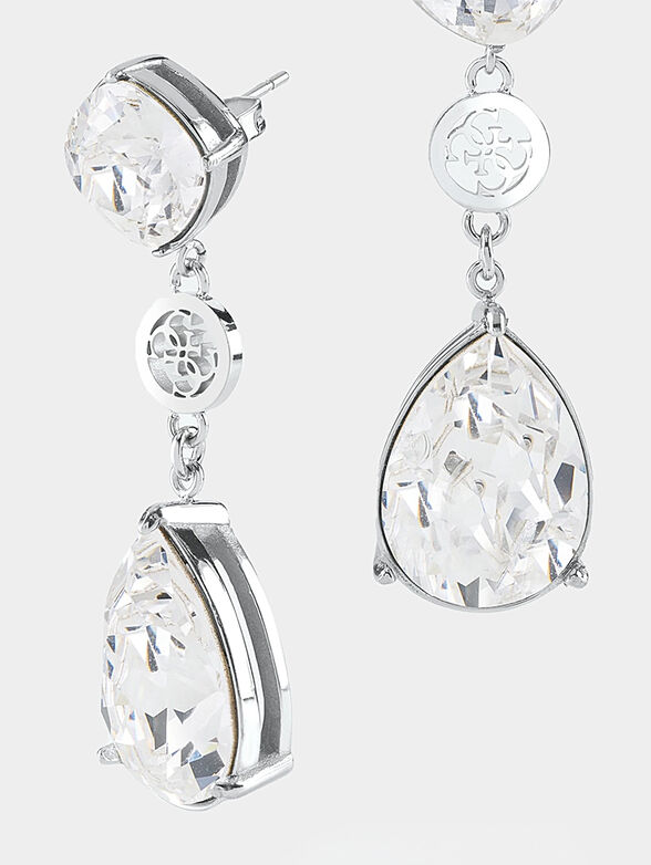 Earrings in silver color with gemstones - 2