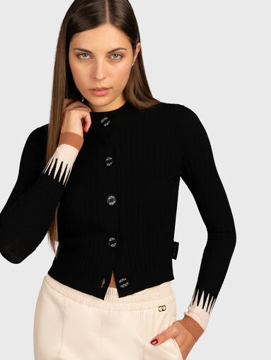 Wool blend cropped cardigan - 3