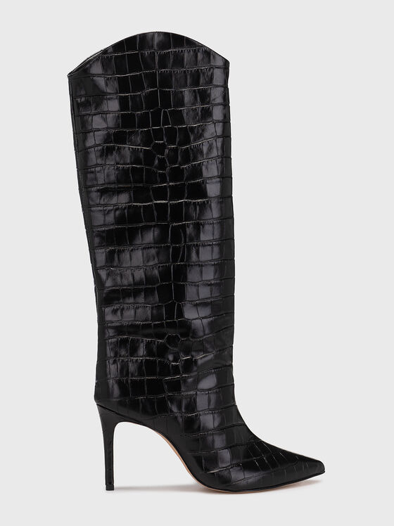 MARYANA black leather boots with croc texture - 1