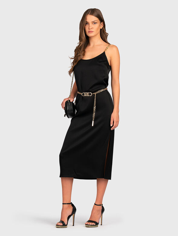 Black dress with accent straps - 3