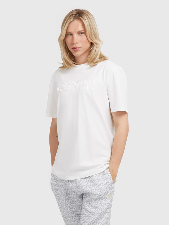 ALPHY beige T-shirt with logo accent - 1