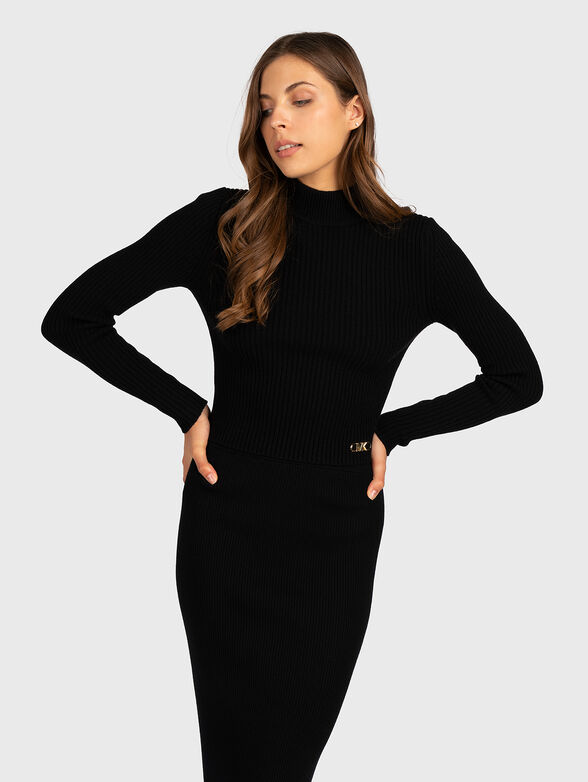 Black turtleneck sweater with logo accent - 0