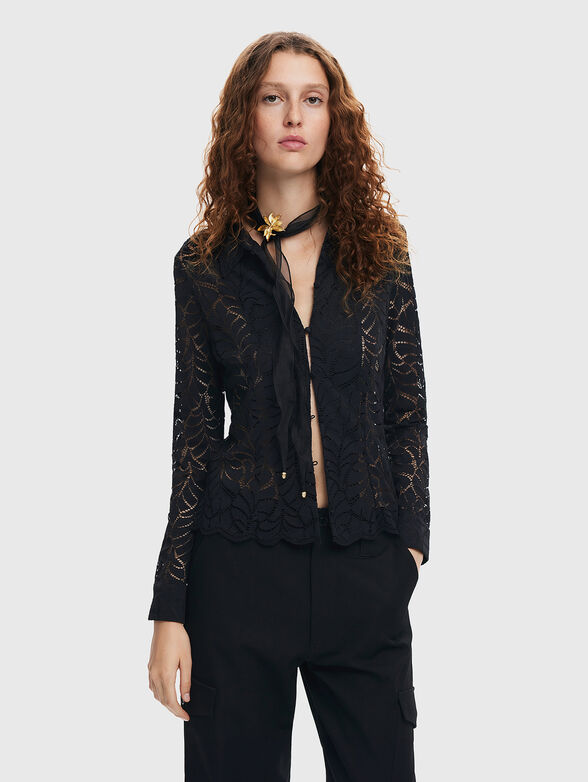 SAGA shirt with sheer effect - 0