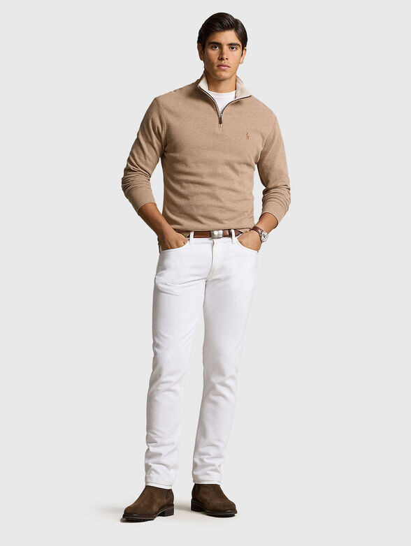 Sweater in cotton with zip collar - 1