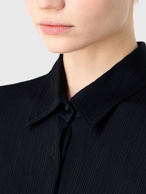 Dark blue shirt with hidden buttons - 3