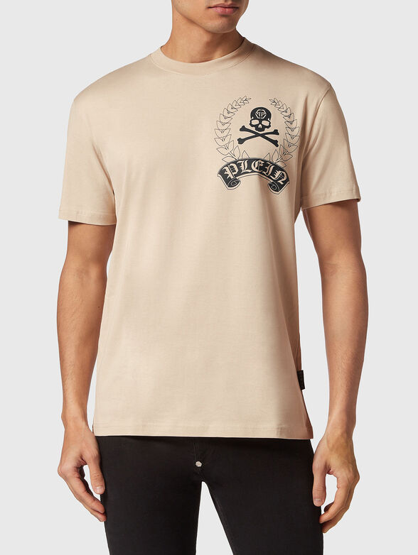 Logo accent T-shirt in beige - 1