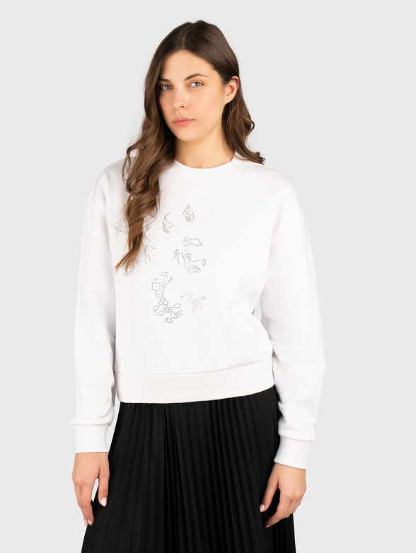 Sweatshirt with embroidery and rhinestones - 0
