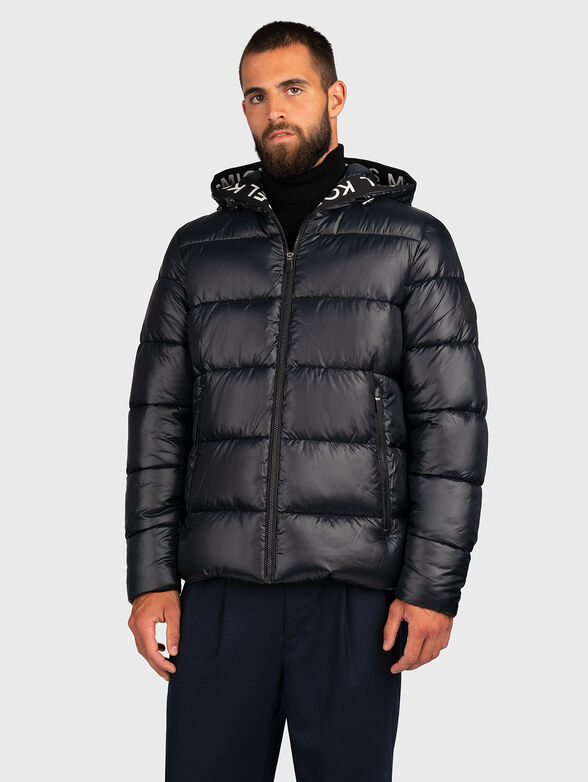 Black puffer jacket with capped effect - 0