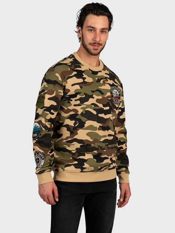 Cotton sweatshirt with camouflage print - 1