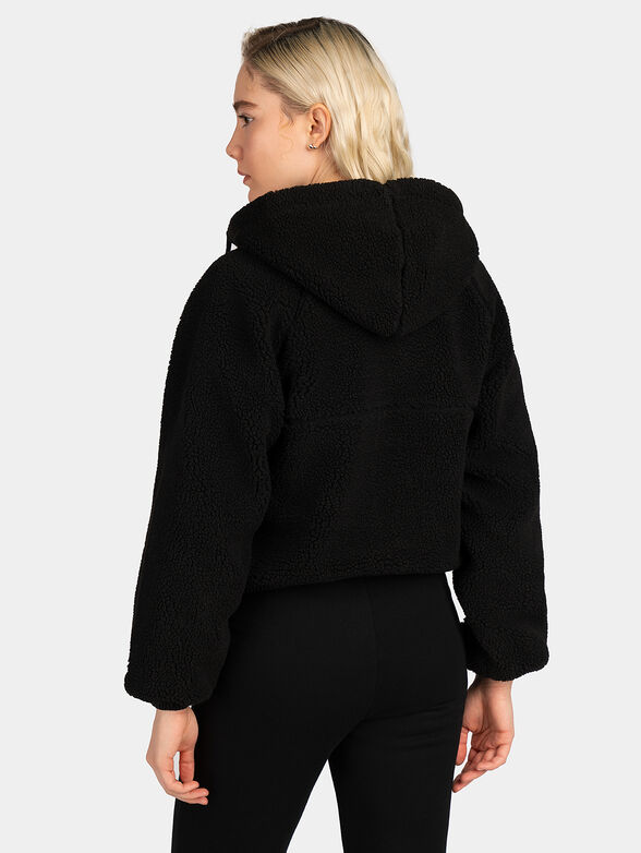 Black hooded sweatshirt with a drawstring - 2