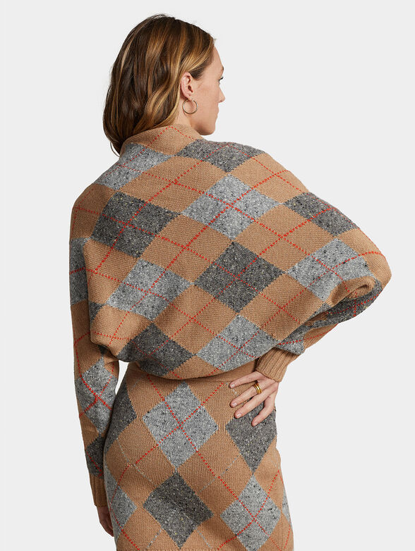 Wool cardigan with geometric pattern - 2