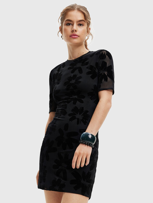 OXFORD black dress with floral accents - 1