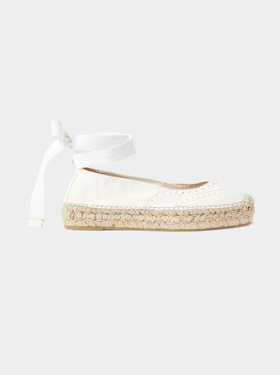 White leather espadrilles with ankle ties - 1