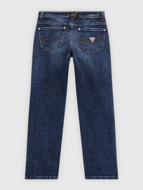 Dark blue jeans with accent logo print - 1