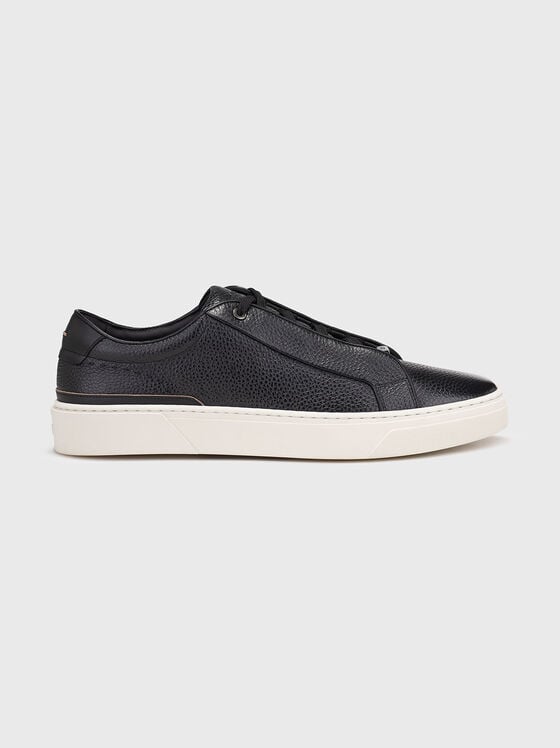 Black leather sneakers - 1