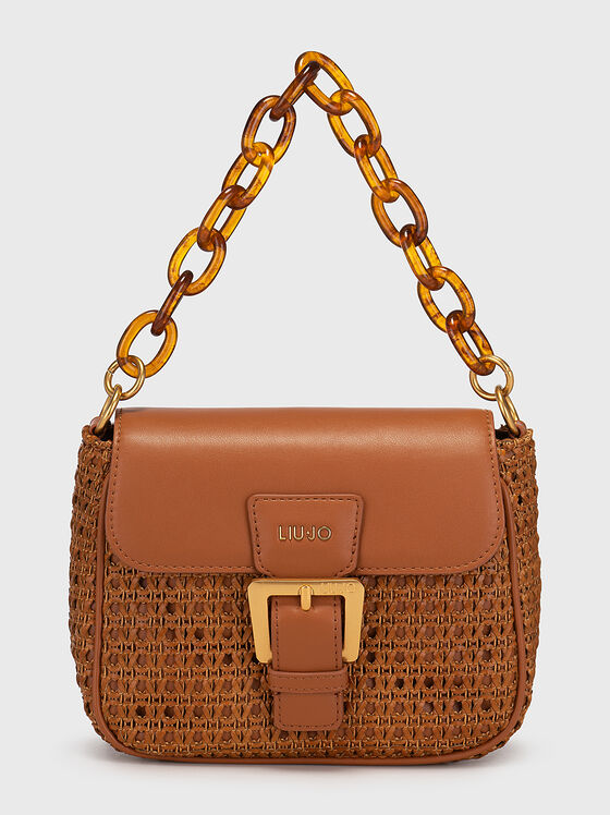 Brown knitted bag with detachable handle - 1