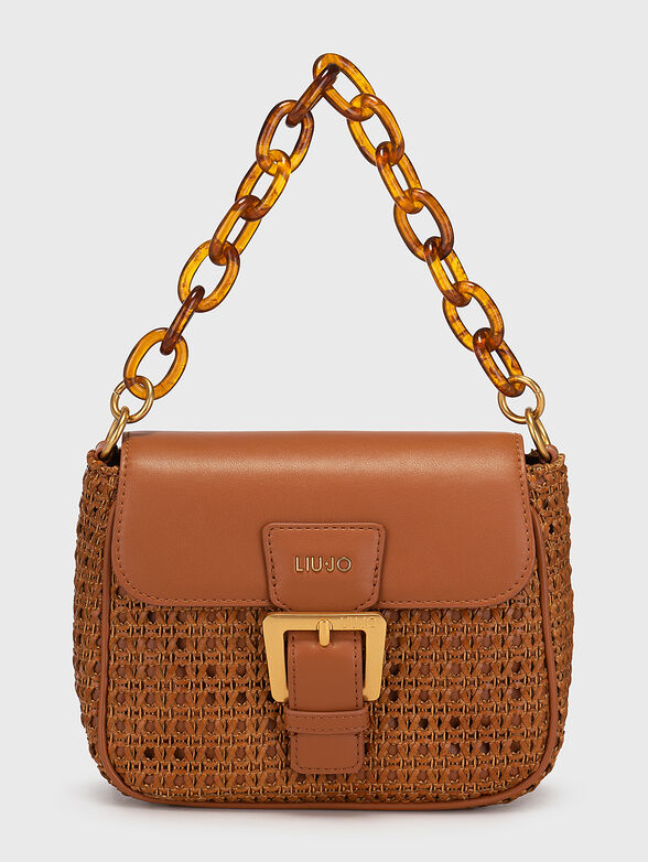 Brown knitted bag with detachable handle - 1