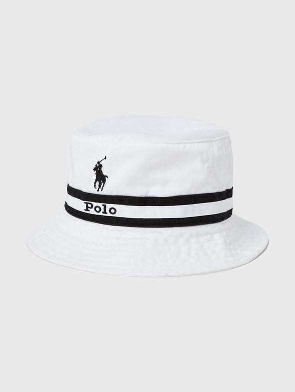 White bucket hat with contrast embroidery - 0