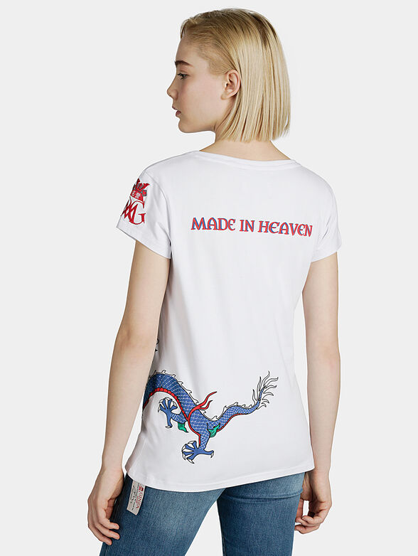 White t-shirt with colorful prints - 4