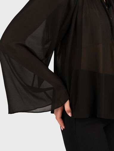 Long sleeve blouse with sheer effect - 4