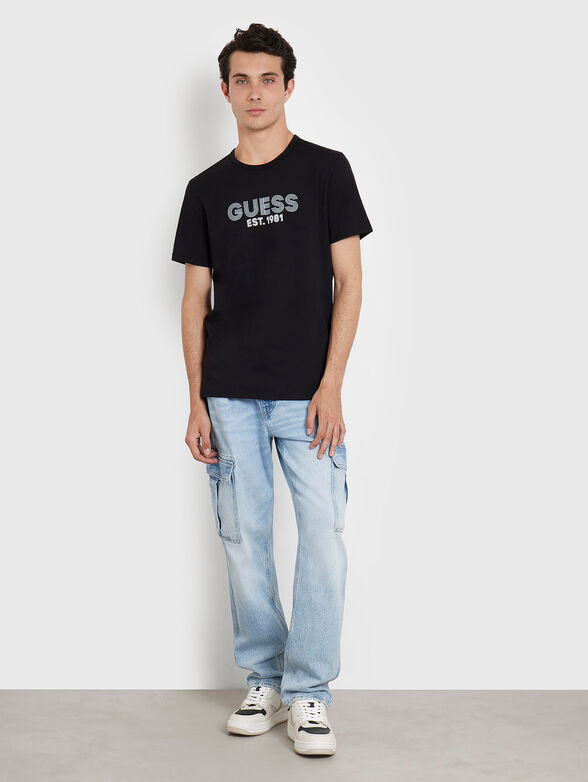 Black cotton t-shirt with logo - 2