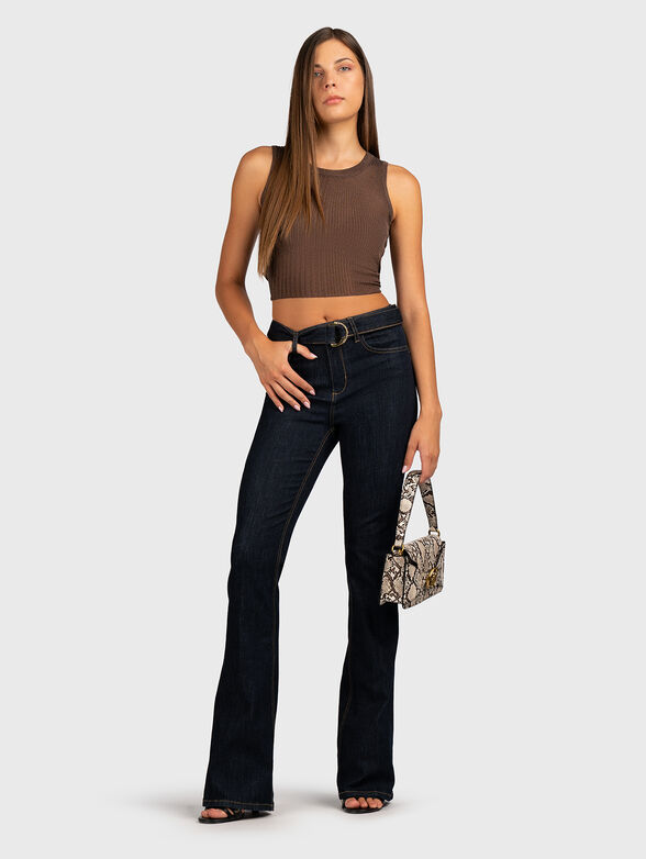 Dark blue jeans with belt - 5