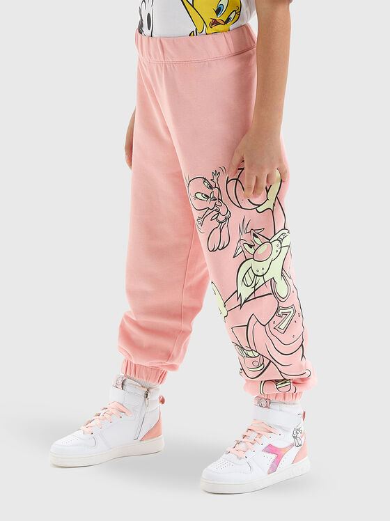 Ροζ αθλητικό παντελόνι με εκτύπωση - 1