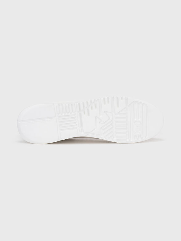 Black leather sneakers with perforated logo  - 5