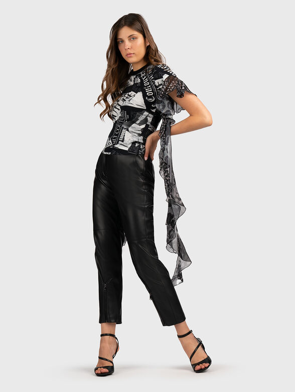 T-shirt with print and accent sleeves - 1