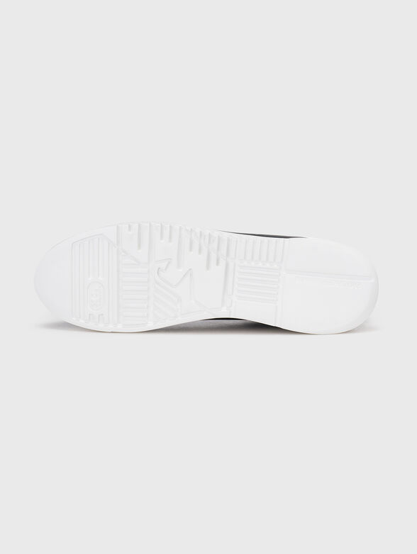 Black leather sneakers with perforated logo  - 5