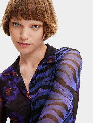 Black shirt with colorful print - 4