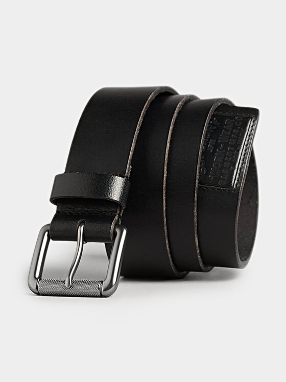 Black leather belt with metal buckle - 1