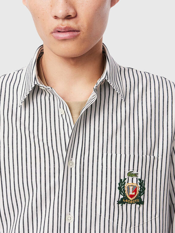 Long sleeved cotton shirt with logo embroidery - 3