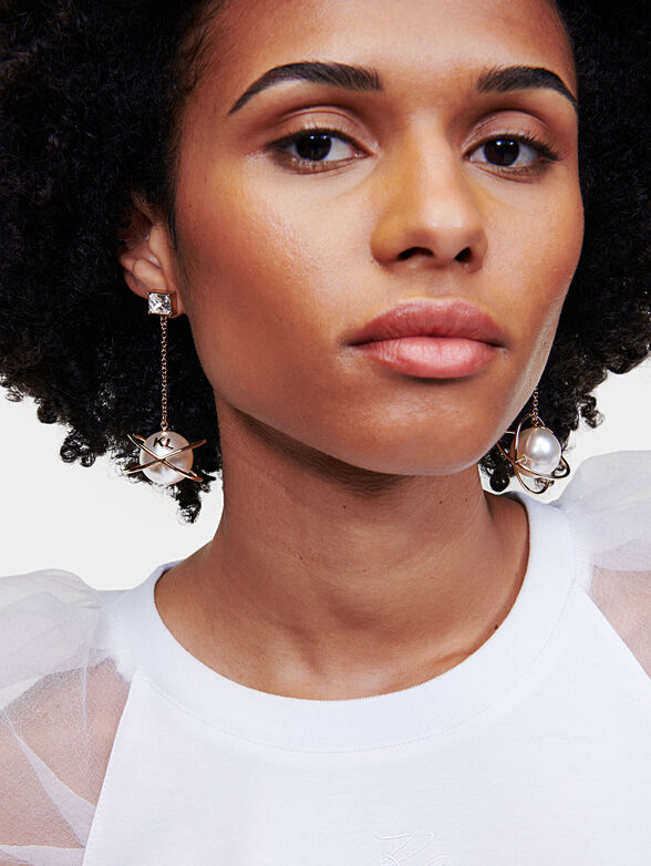 Pearl earrings with logo detail - 2