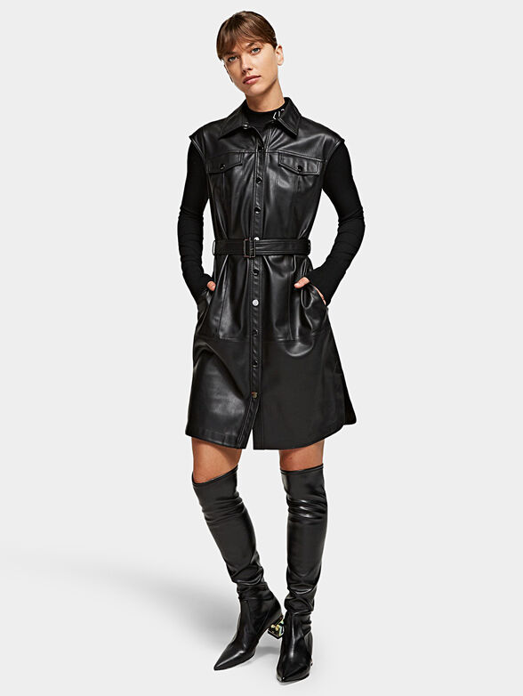 Faux leather dress in black color - 1