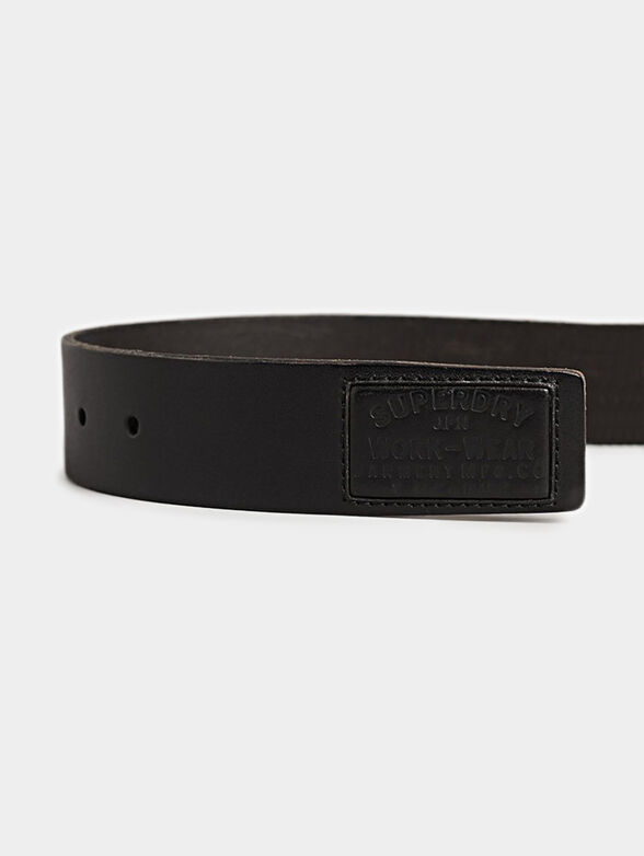 Black leather belt with metal buckle - 4