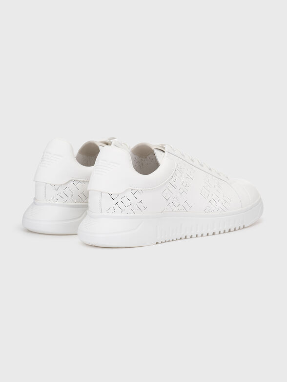 Black leather sneakers with perforated logo  - 3
