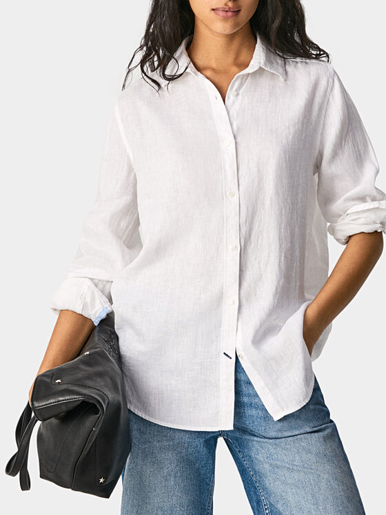 Λευκό πουκάμισο INGRID από λινό - 1