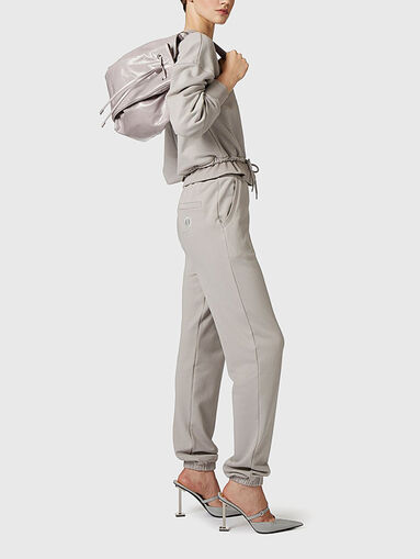 Grey trousers with ties in cotton blend - 4