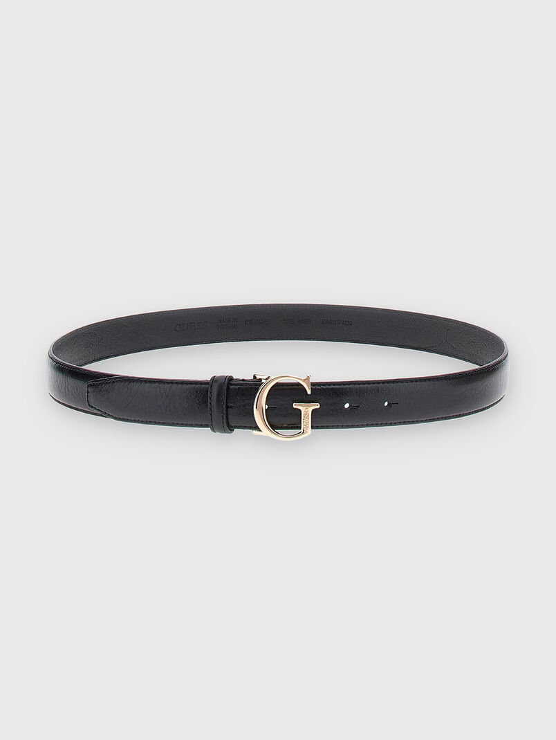 Leather belt with logo buckle - 3