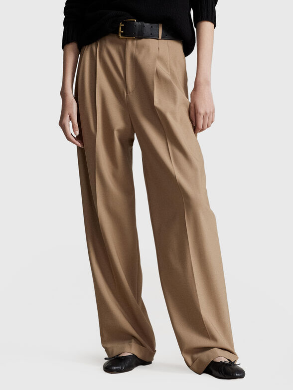 Wool blend trousers with wide legs - 0