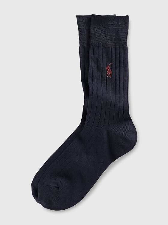 Κάλτσες σε σκούρο μπλε με λεπτομέρεια λογότυπου - 1