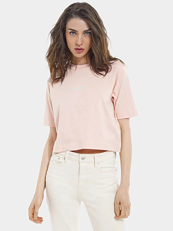 Βαμβακερό μπλουζάκι με στάμπα σε ροζ χρώμα - 1