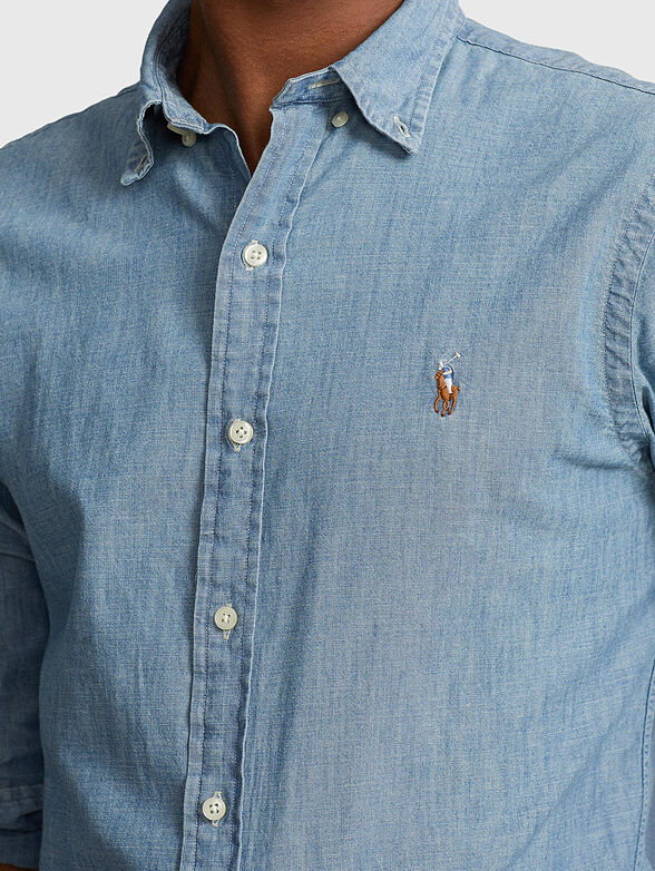 Blue shirt with logo embroidery - 3