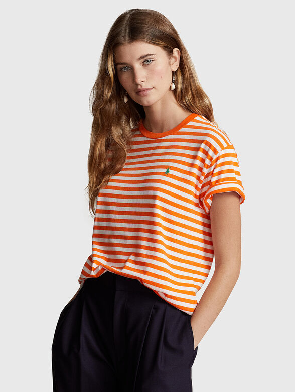 Striped T-shirt with logo detail  - 0