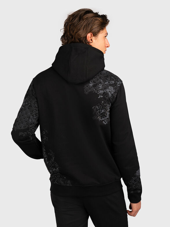 Black sweatshirt with print and logo embroidery - 3