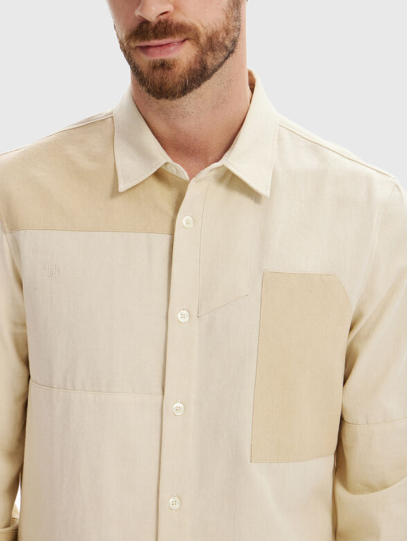 Cotton shirt in beige color - 3